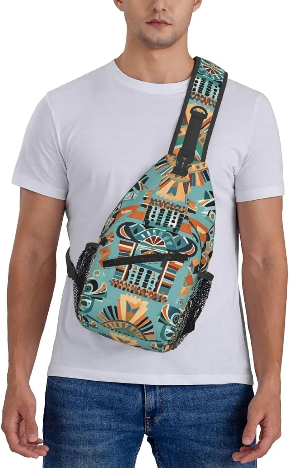 Crossbody Bag for Women Men African National Patterns Chest Bag Crossbody Sling Bag Adjustable Shoulder Bag