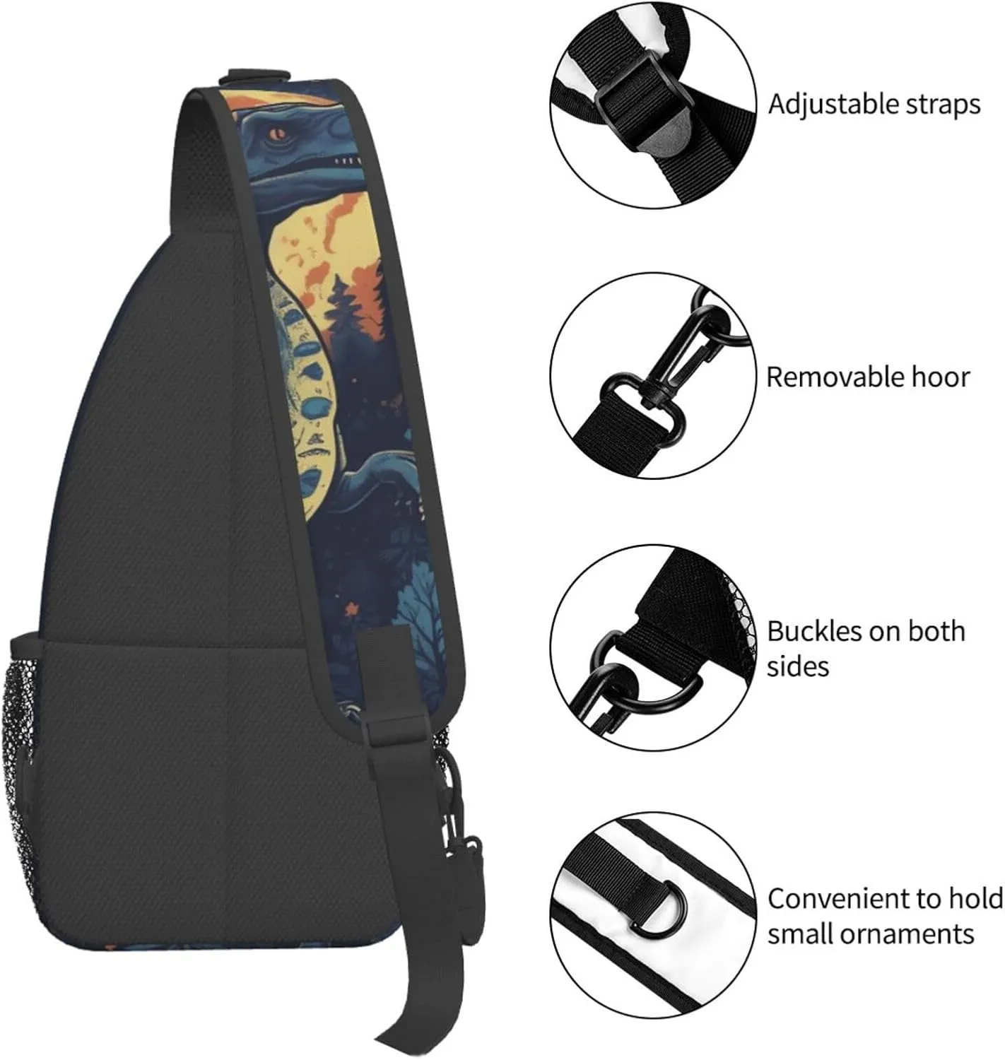 Crossbody Bag for Women Men Dinosaurs in the Moonlight Chest Bag Crossbody Sling Bag Adjustable Shoulder Bag