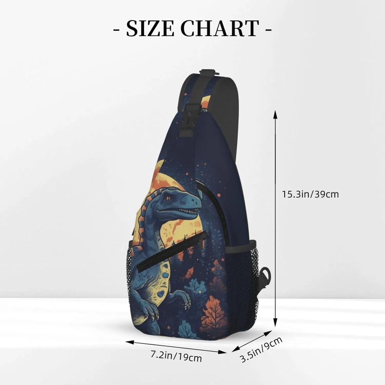 Crossbody Bag for Women Men Dinosaurs in the Moonlight Chest Bag Crossbody Sling Bag Adjustable Shoulder Bag