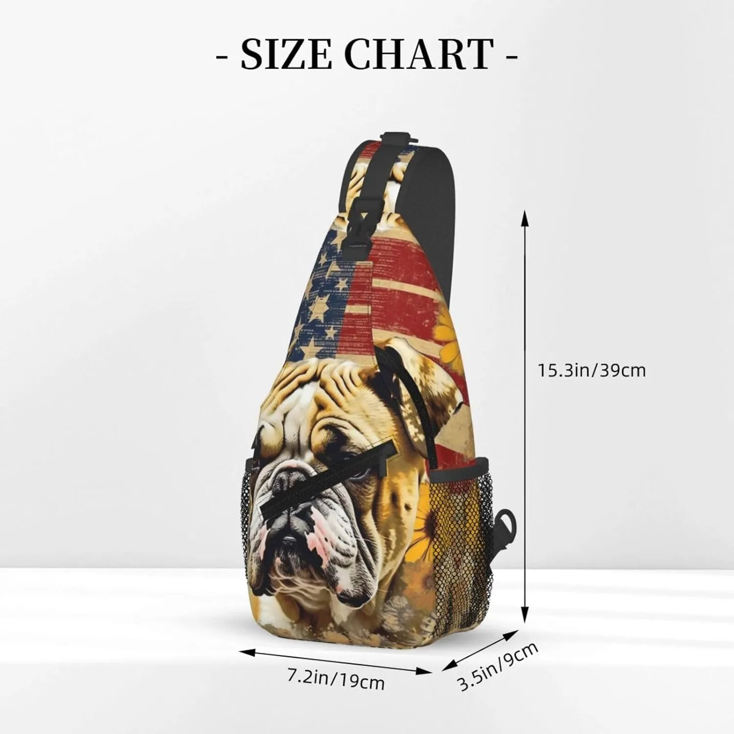Crossbody Bag for Women Men Flag and Bulldog Chest Bag Crossbody Sling Bag Adjustable Shoulder Bag