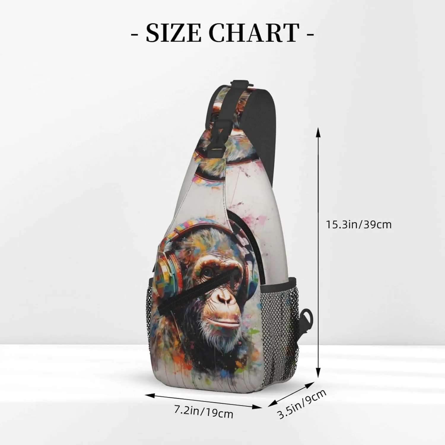 Crossbody Bag for Women Men Music Monkey Chest Bag Crossbody Sling Bag Adjustable Shoulder Bag