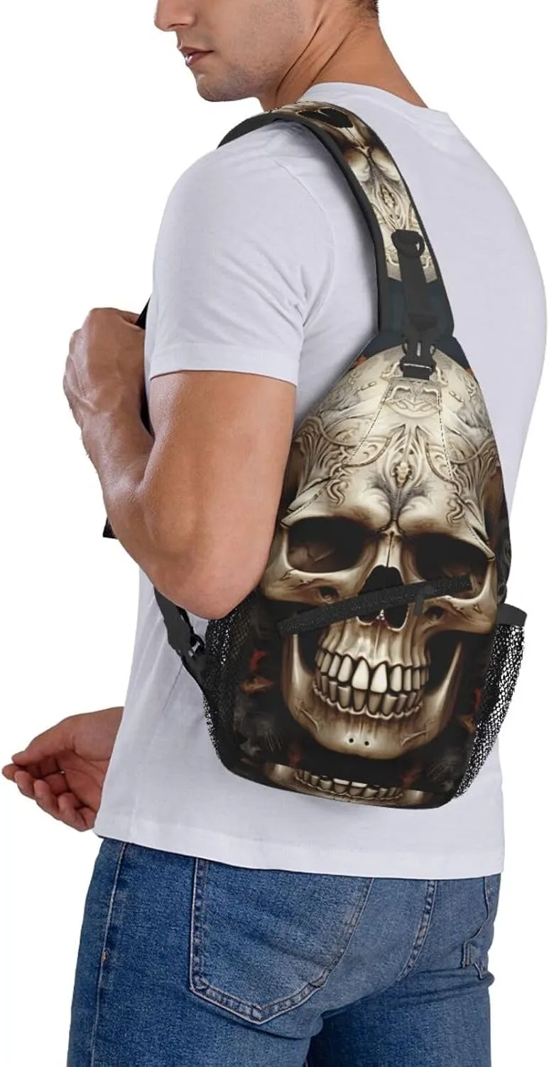 Crossbody Bag for Women Men Skulls_77921639 Chest Bag Crossbody Sling Bag Adjustable Shoulder Bag