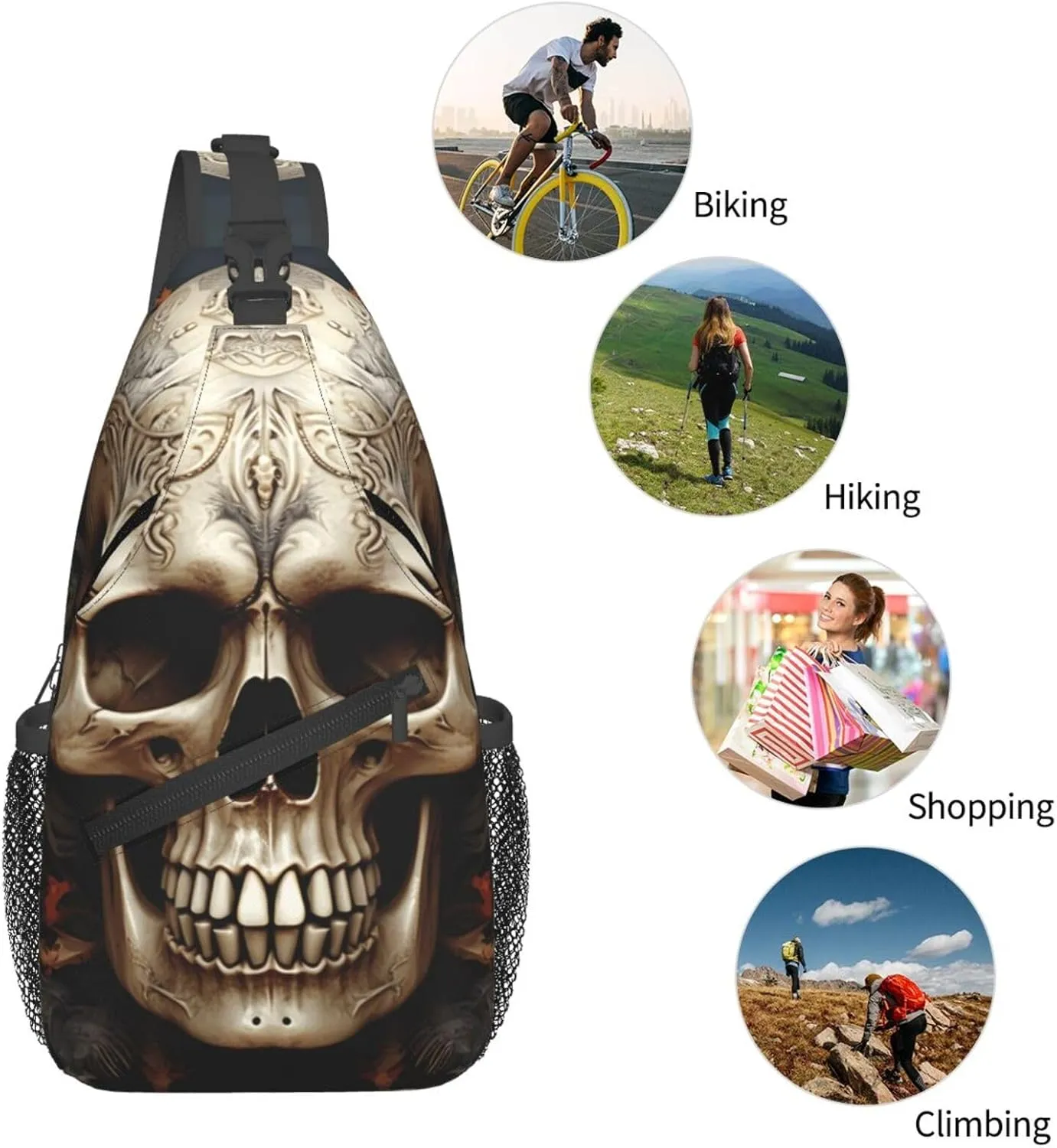 Crossbody Bag for Women Men Skulls_77921639 Chest Bag Crossbody Sling Bag Adjustable Shoulder Bag
