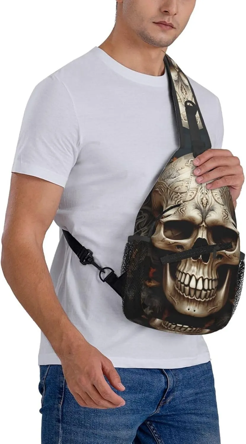 Crossbody Bag for Women Men Skulls_77921639 Chest Bag Crossbody Sling Bag Adjustable Shoulder Bag