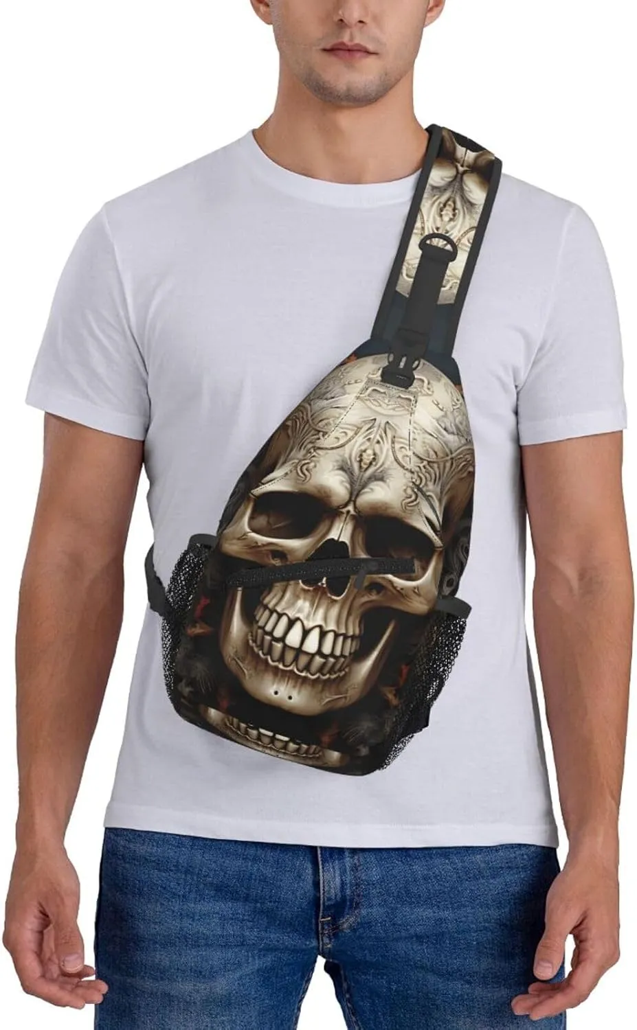 Crossbody Bag for Women Men Skulls_77921639 Chest Bag Crossbody Sling Bag Adjustable Shoulder Bag