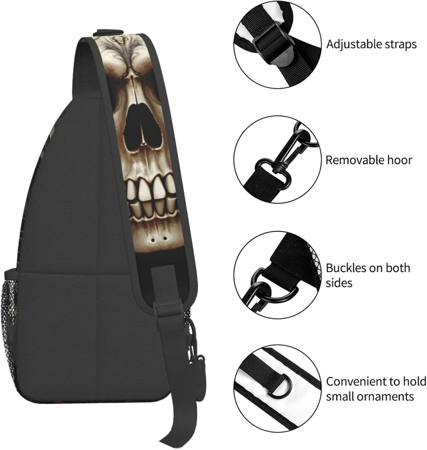 Crossbody Bag for Women Men Skulls_77921639 Chest Bag Crossbody Sling Bag Adjustable Shoulder Bag