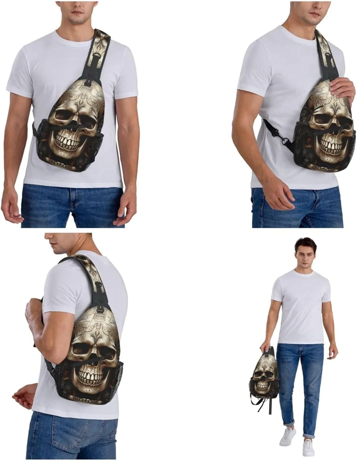Crossbody Bag for Women Men Skulls_77921639 Chest Bag Crossbody Sling Bag Adjustable Shoulder Bag
