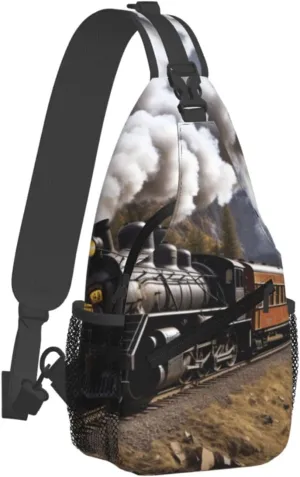 Crossbody Bag for Women Men Steam Locomotive Train_76680229 Chest Bag Crossbody Sling Bag Adjustable Shoulder Bag