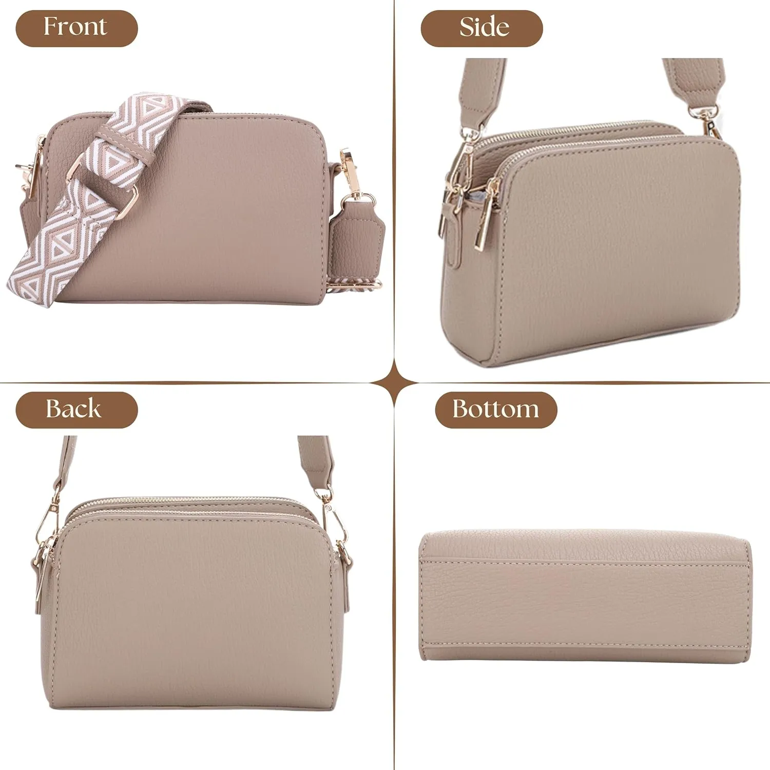 Crossbody Bag for Women Shoulder Bag for Women with Web Strap Camera Bag Handbag for Travel, Work