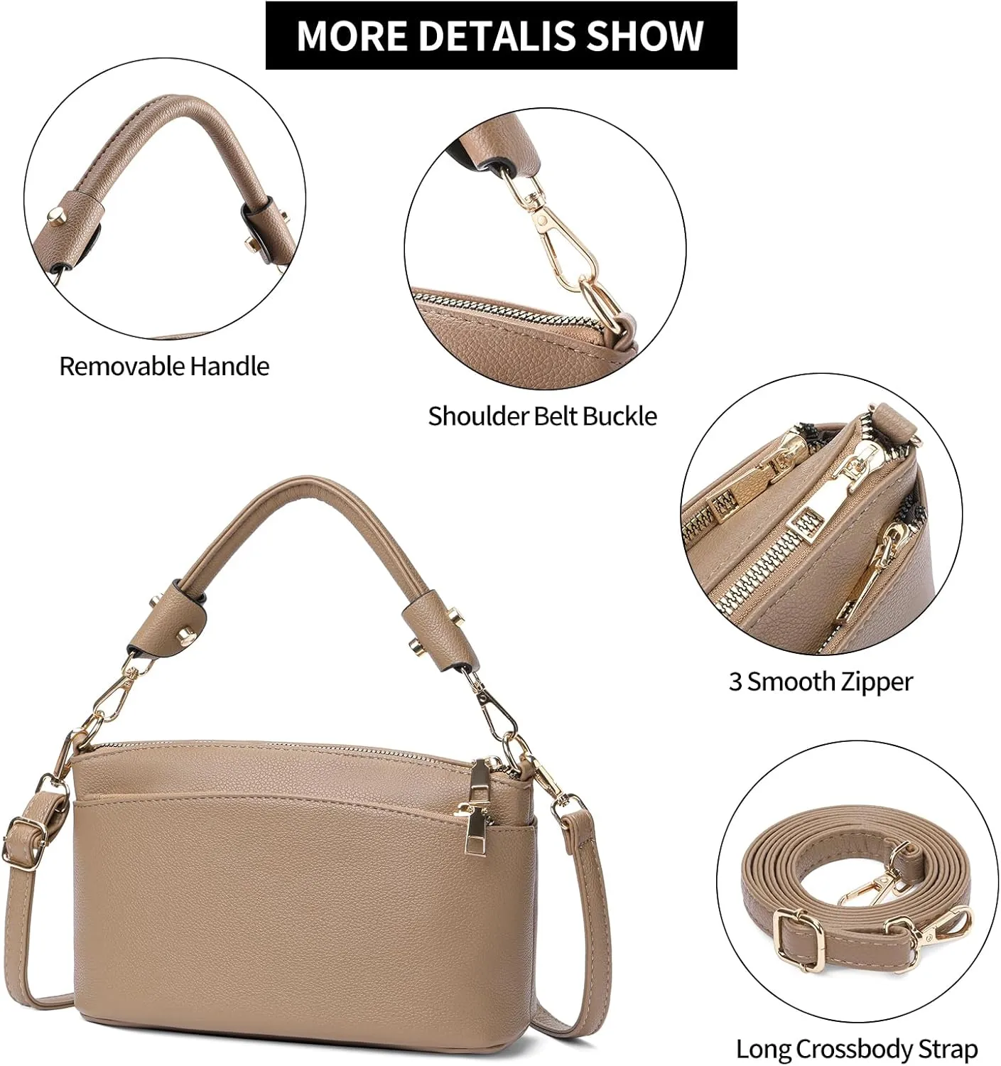Crossbody Bag for Women, Vegan Leather Top Handle Handbags Small Shoulder Purse