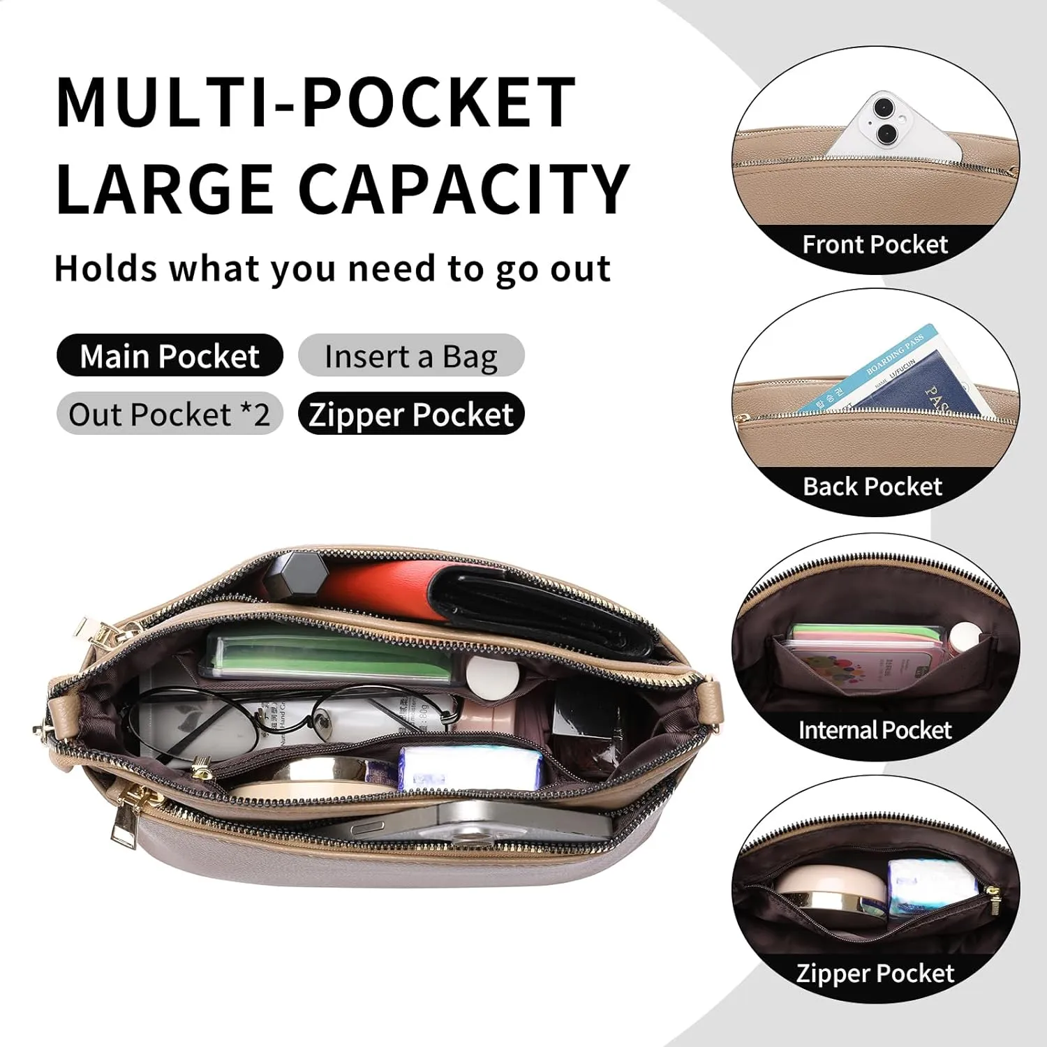 Crossbody Bag for Women, Vegan Leather Top Handle Handbags Small Shoulder Purse