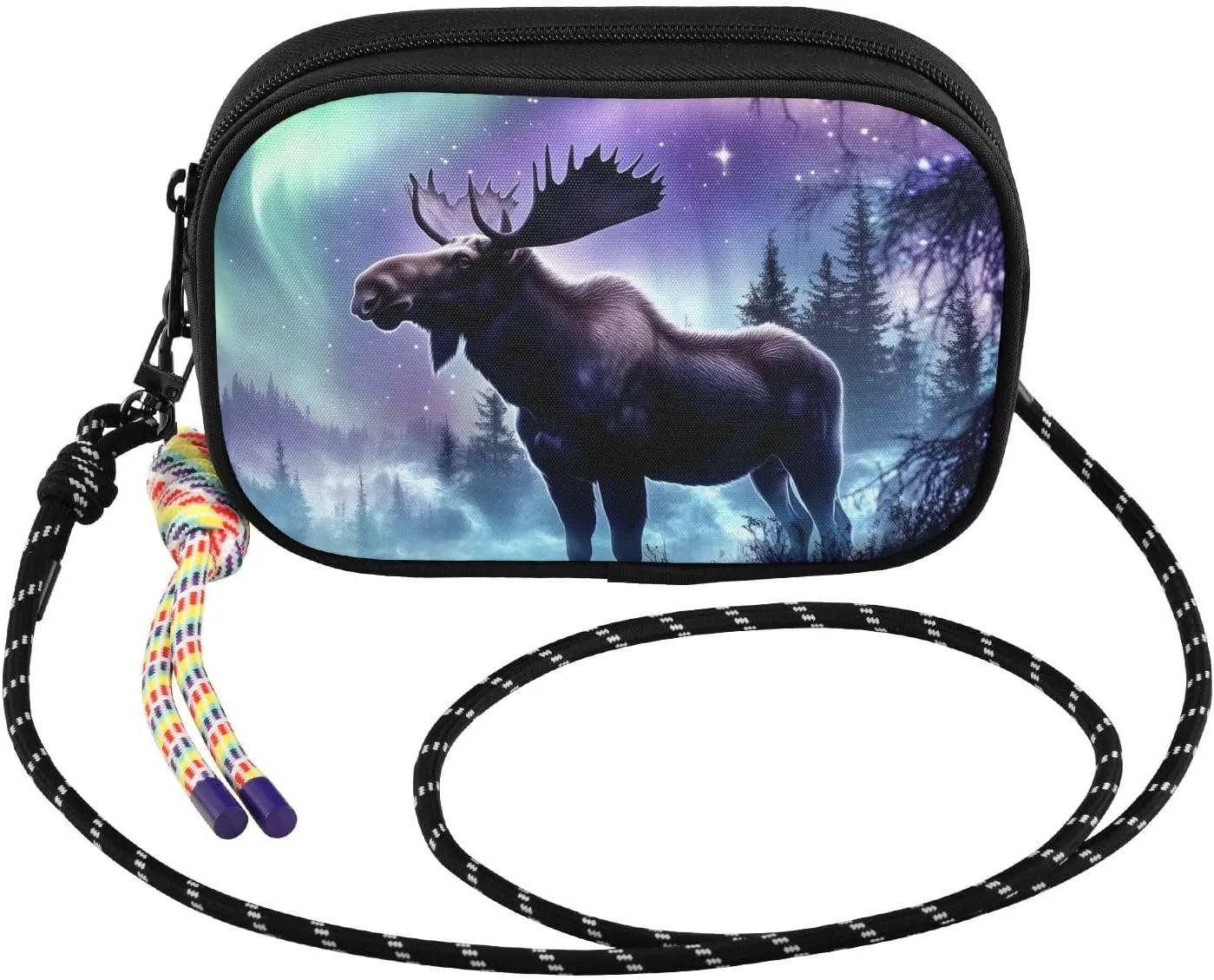 Crossbody Bag Moose Aurora Forest for Women Cell Phone Purses Women's Small Shoulder Handbags Wallet Purse with Strap