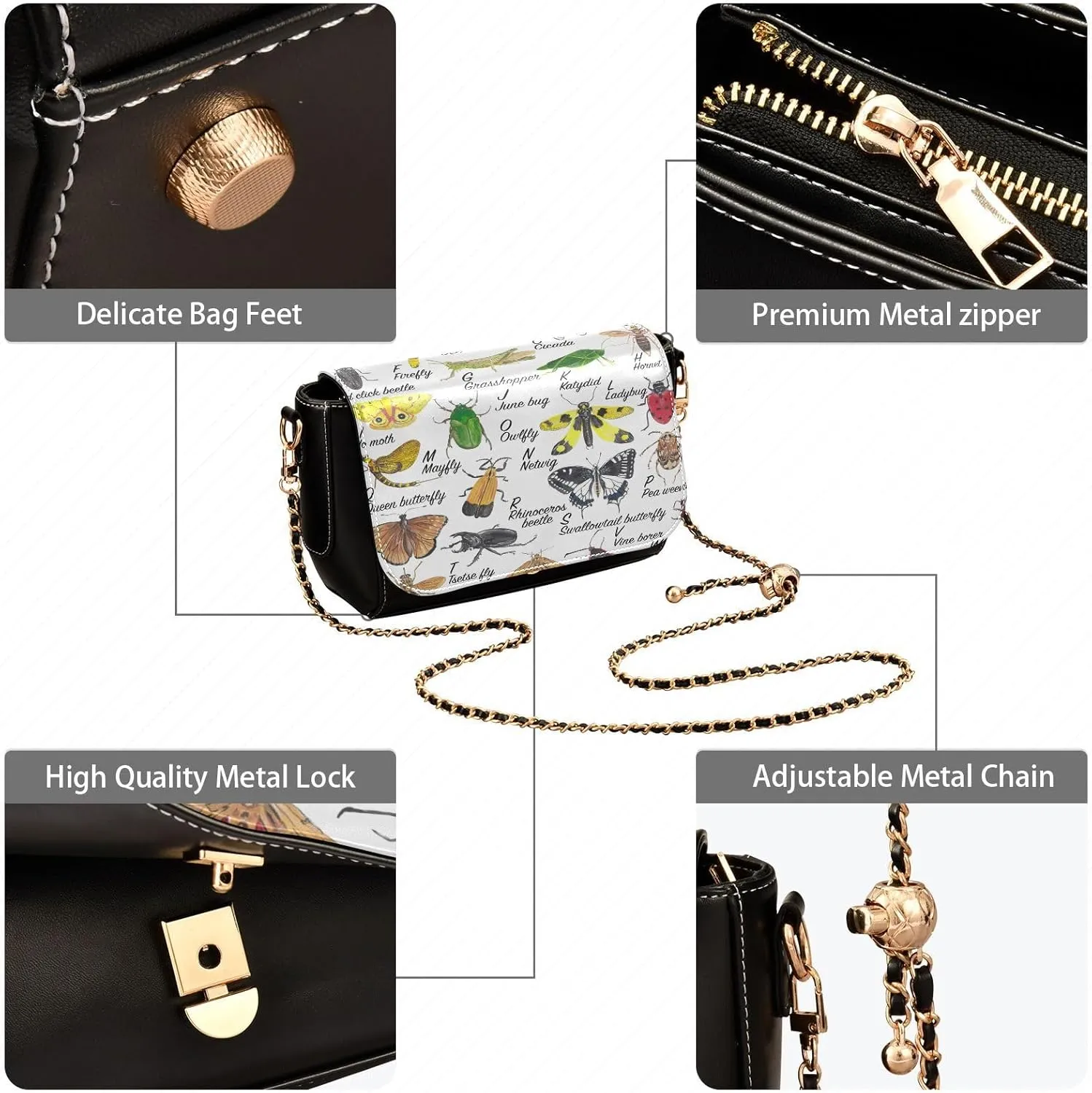 Crossbody Bags for Women Trendy Women's Black Shoulder Bag Small PU Leather Flap Cross Body Bag Handbags