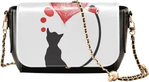 Crossbody Bags for Women Trendy Women's Black Shoulder Bag Small PU Leather Flap Cross Body Bag Handbags