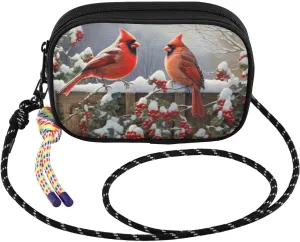 Crossbody Bags for Women Two Birds Fence Red Cell Phone Purses Women's Shoulder Handbag Wallet Purse with Rope Pendant