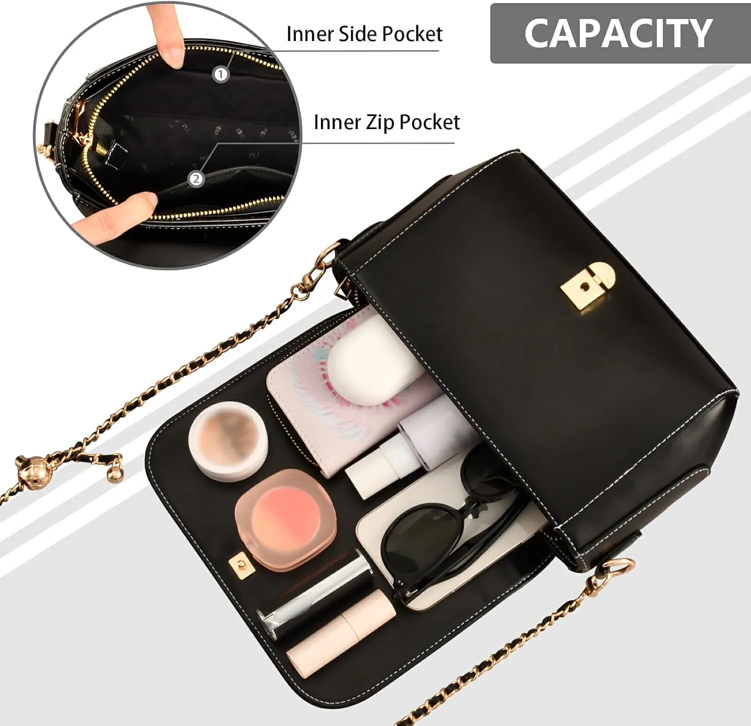 Crossbody Handbag PU Leather Shoulder Bag Sturdy Travel Pouch Compact Chic Bag for Women Everyday Use