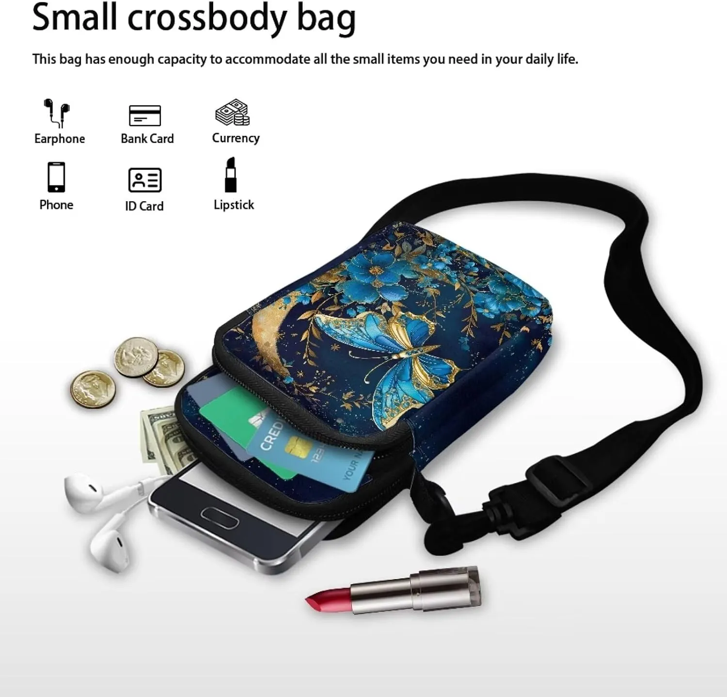 Crossbody Purses for Women with Adjustable Strap Mini Over Shoulder Handbag Purse Wallet Phone Bag