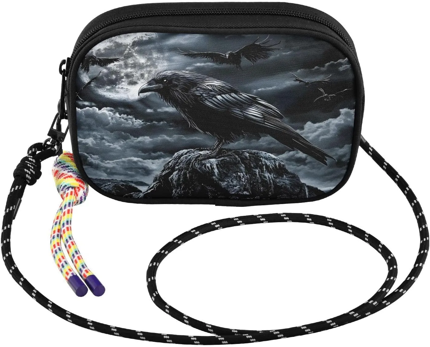 Crow Rocky Moon Gothic Crossbody Bags for Women Cell Phone Purses Women's Shoulder Handbags Wallet Purse with Adjustable Strap