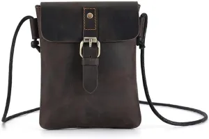 CSCDD Phone Bag Retro Crossbody Bag Crazy Horse Leather Phone Crossbody Bag