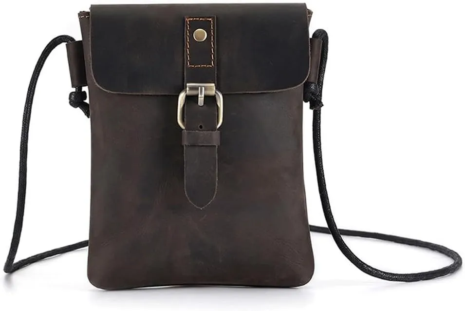 CSCDD Phone Bag Retro Crossbody Bag Crazy Horse Leather Phone Crossbody Bag
