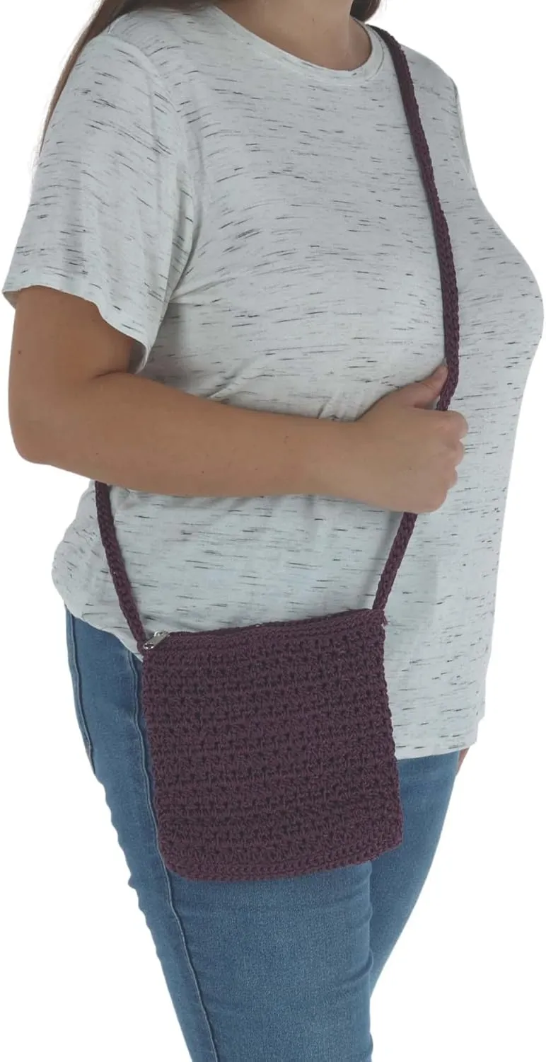 CTM® Women's Crochet Crossbody Handbag, Purple