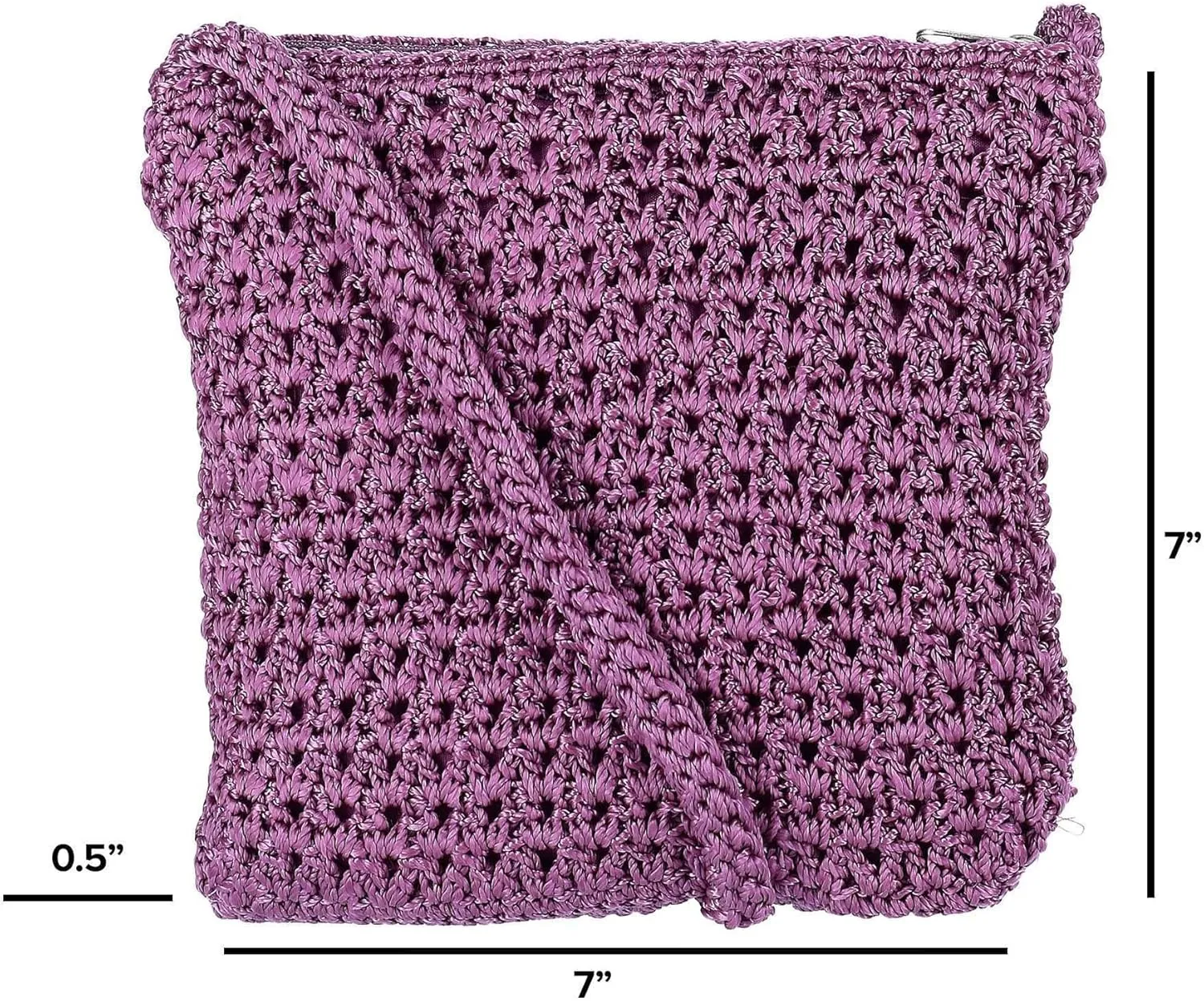 CTM® Women's Crochet Crossbody Handbag, Purple