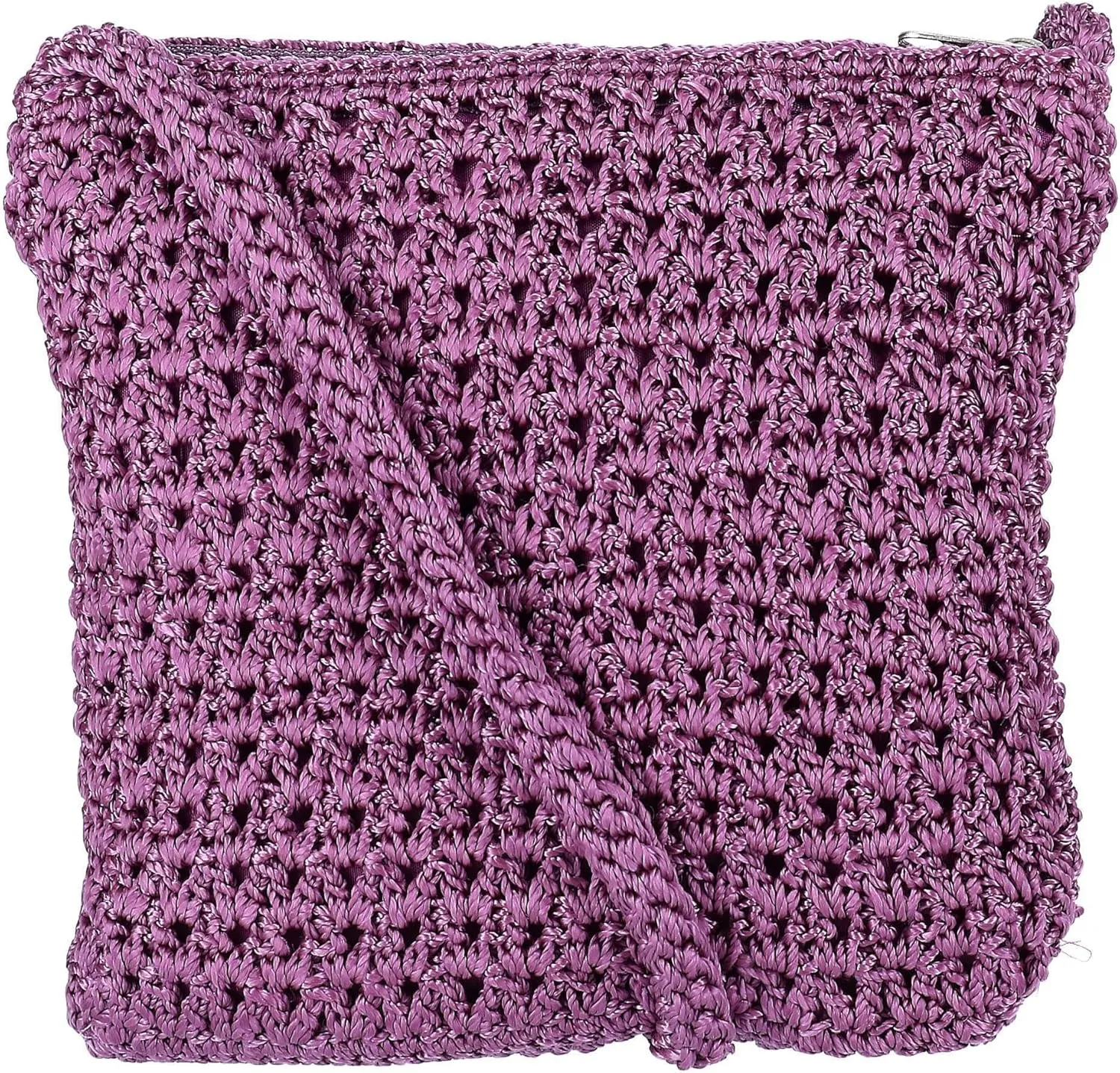 CTM® Women's Crochet Crossbody Handbag, Purple