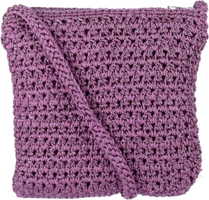 CTM® Women's Crochet Crossbody Handbag, Purple