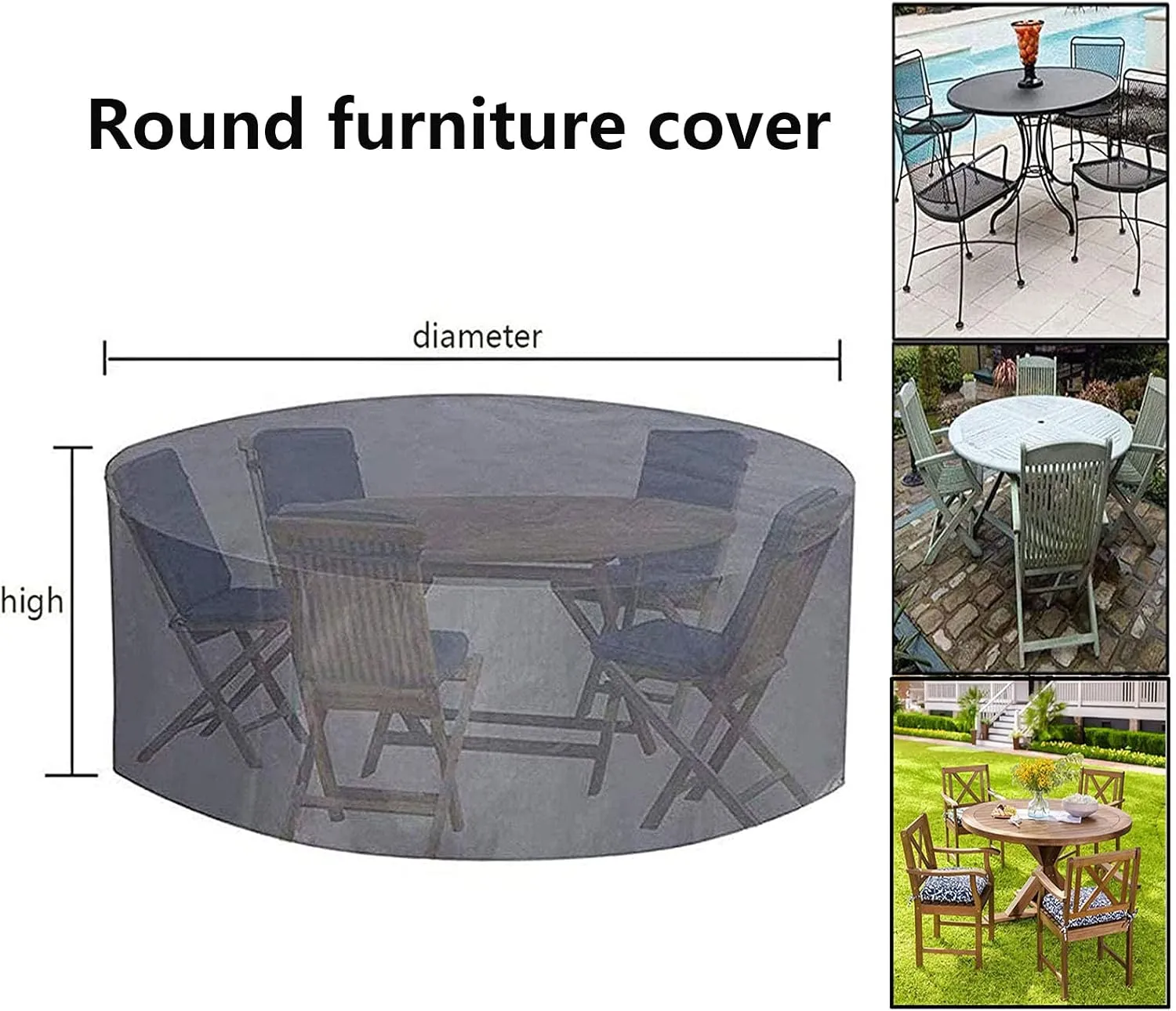 Cubierta Muebles Exterior 52x30in, Fundas para Muebles De Jardãn, Cubierta Redonda Mesa Jardín, Impermeable A Prueba Viento Anti-UV Patio Circular Exteriores, 420D Oxford