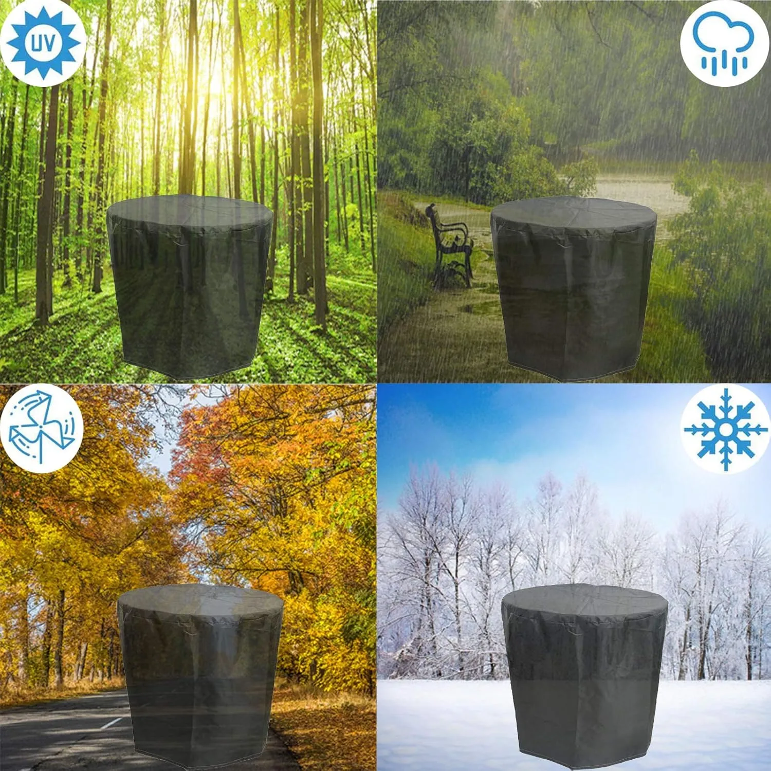 Cubierta Muebles Exterior 52x30in, Fundas para Muebles De Jardãn, Cubierta Redonda Mesa Jardín, Impermeable A Prueba Viento Anti-UV Patio Circular Exteriores, 420D Oxford