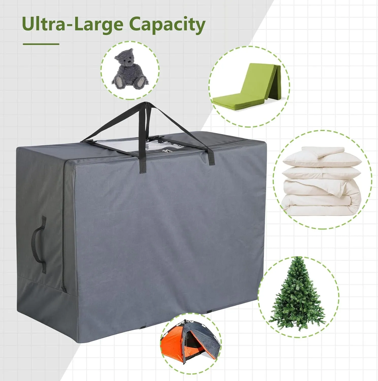 Cuddly Nest Folding Mattress Storage Bag - Heavy Duty Carry Case for Tri-Fold Guest Bed (Fits 6" Twin & Twin XL Mattress,Grey)