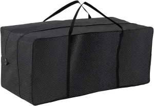 Cushion Storage Bag, Outdoor Patio Heavy Duty Upgrade Adjustable Storage Bag with Zipper and Handle, Black, Width Could Enlarged 8inch