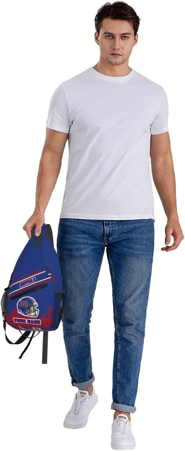 Custom Buffalo Sling Bag, Personalized Crossbody Bags For Men Women, Customize Name And Number Sling Shoulder Backpack For Travel Hiking Daypack Sports Outdoor