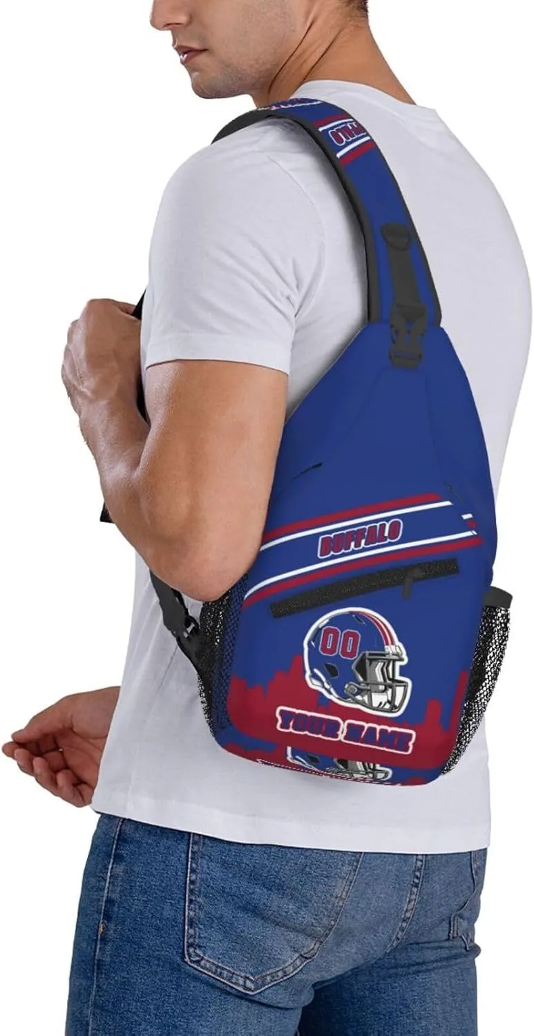 Custom Buffalo Sling Bag, Personalized Crossbody Bags For Men Women, Customize Name And Number Sling Shoulder Backpack For Travel Hiking Daypack Sports Outdoor