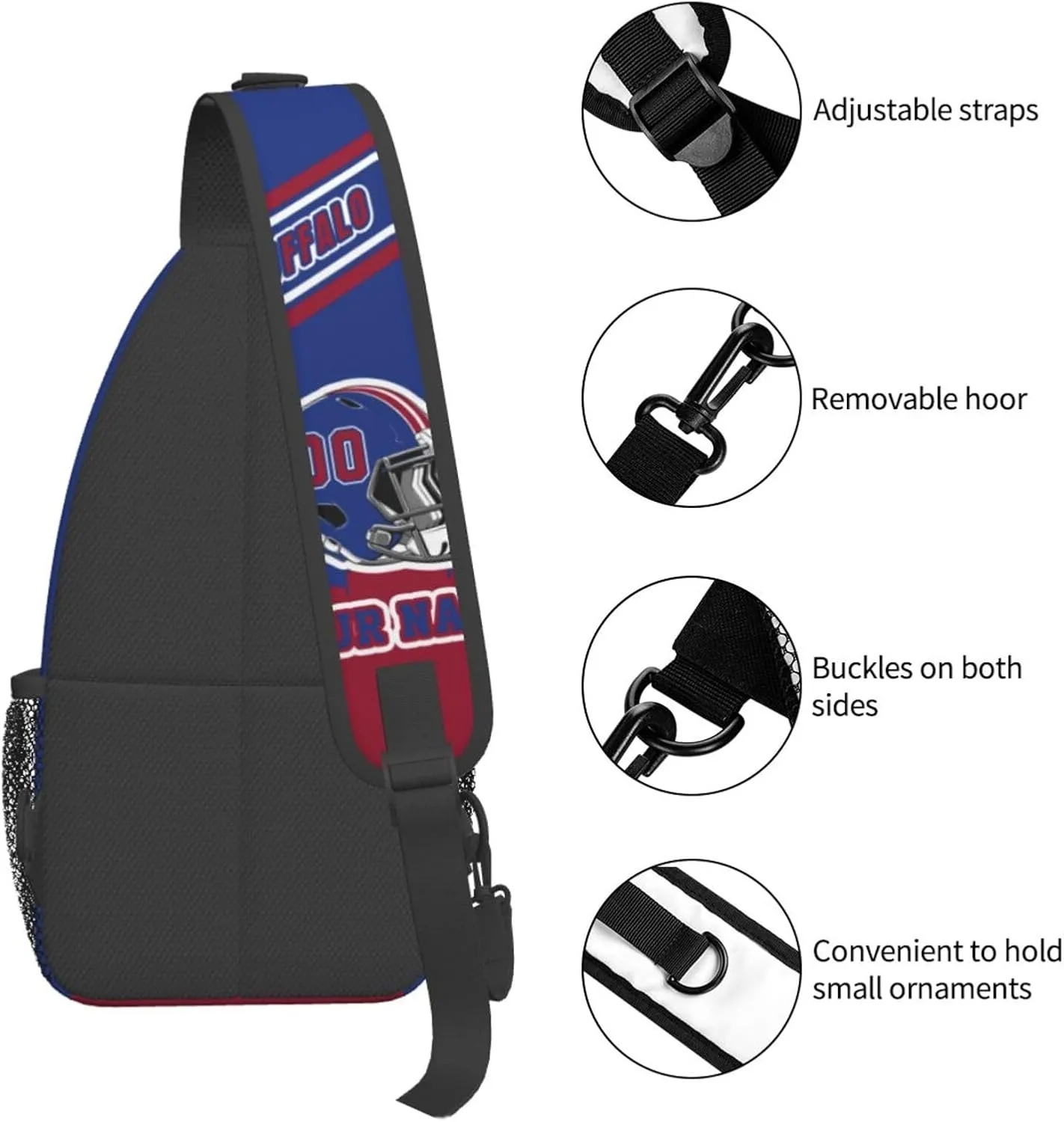 Custom Buffalo Sling Bag, Personalized Crossbody Bags For Men Women, Customize Name And Number Sling Shoulder Backpack For Travel Hiking Daypack Sports Outdoor