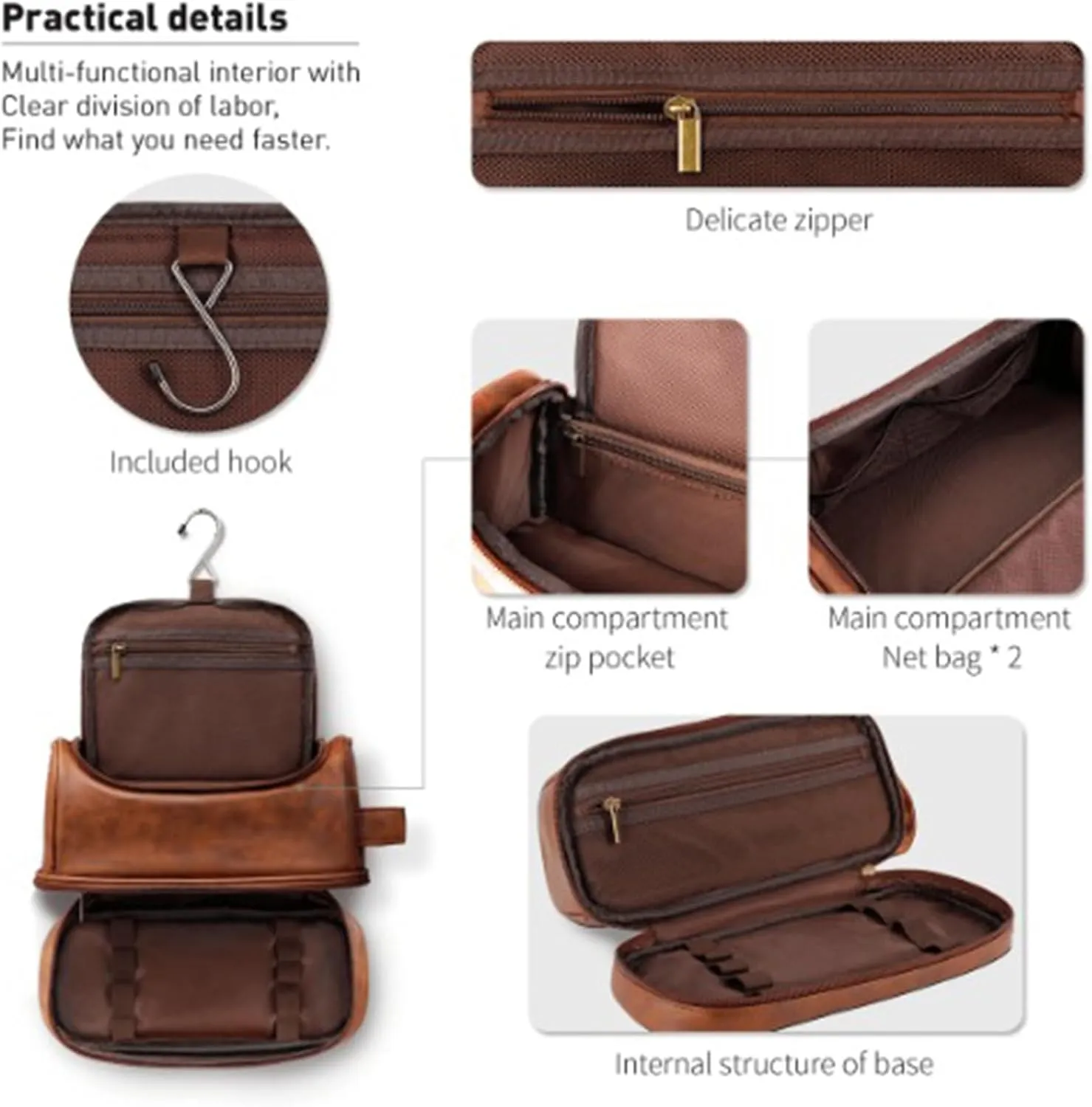 Customized Toiletry Bag Hanging Travel Organizer, Personalized Large Capacity Bag with Name Text, Custom Waterproof Leather Bathroom Dopp Shaving Kit for Women Bridesmaid Wedding Gift