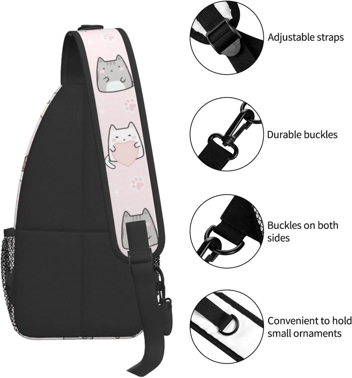Cute Cat Sling Bag Crossbody Backpack Women Kawaii Present Outdoor Casual