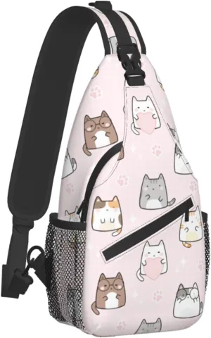 Cute Cat Sling Bag Crossbody Backpack Women Kawaii Present Outdoor Casual