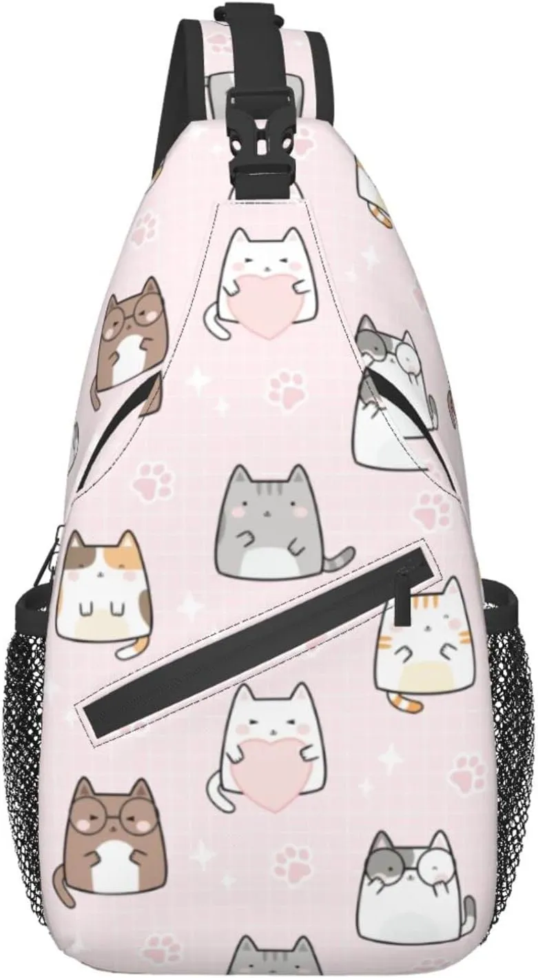 Cute Cat Sling Bag Crossbody Backpack Women Kawaii Present Outdoor Casual