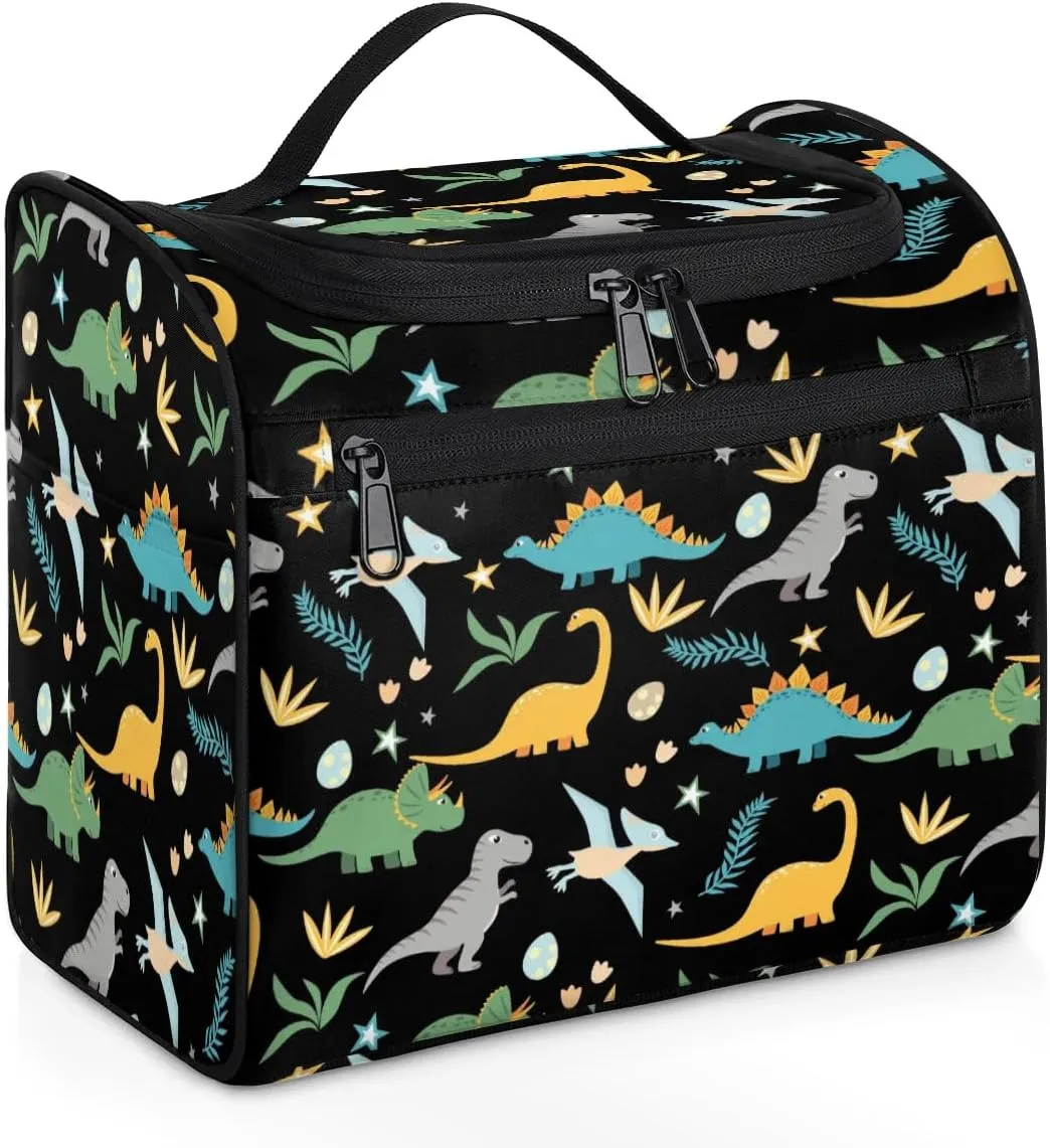 Cute Dinosaur Ancient Hanging Toiletry Bag Cosmetic Makeup Bag Travel Organizer for Accessories Toiletries Essentials Kit