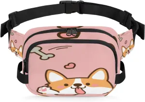 Cute Dog Pattern Durable Waterproof Fanny Pack with Double Zipper Closure - Organize Your Essentials with Ease - Lightweight and Comfortable for Men and Women
