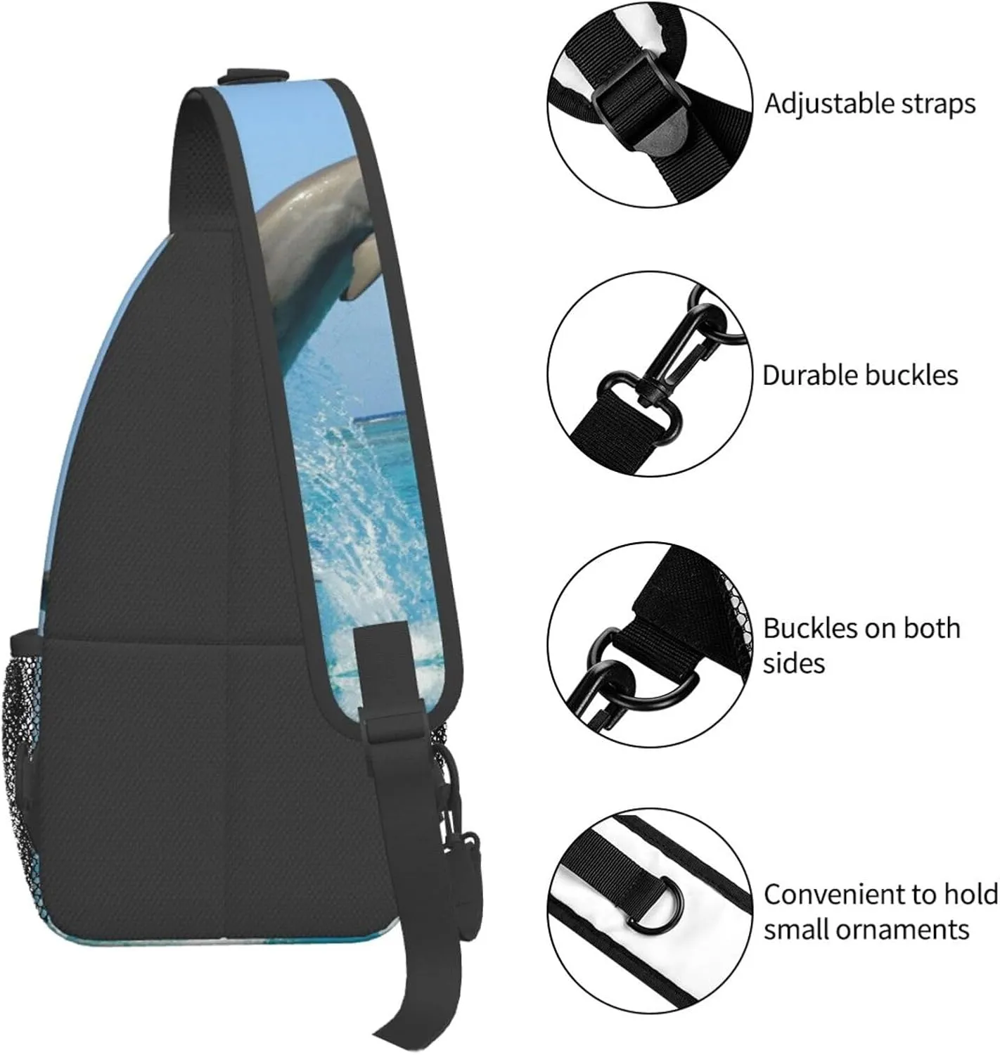 Cute Dolphin Crossbody Bag Dolphin Shoulder Bag Backpack Beach Sling Bag Chest Casual Daypack for Beach Outdoor