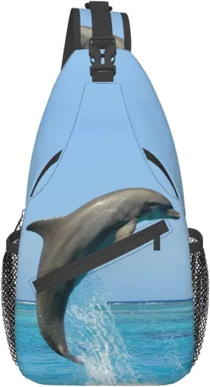 Cute Dolphin Crossbody Bag Dolphin Shoulder Bag Backpack Beach Sling Bag Chest Casual Daypack for Beach Outdoor