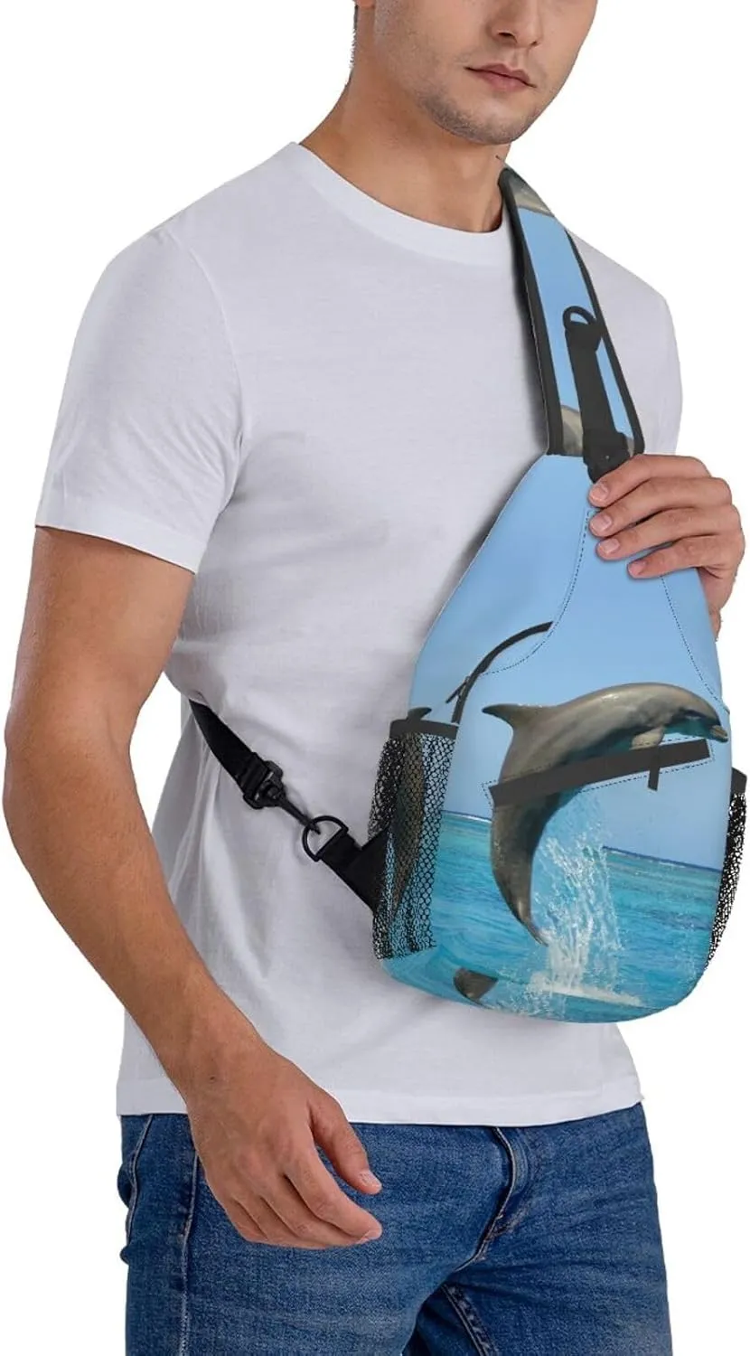 Cute Dolphin Crossbody Bag Dolphin Shoulder Bag Backpack Beach Sling Bag Chest Casual Daypack for Beach Outdoor