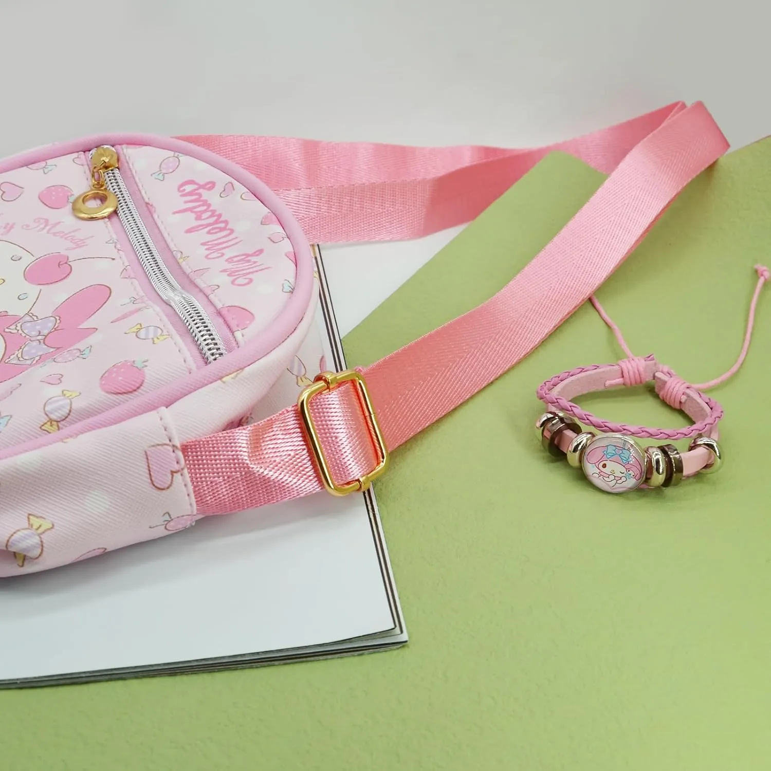 Cute Kitty Cat Crossbody Bag with Adjustable Shoulder Strap and Bracelet Charm Handbag Wallet Purse Shoulder Bag Coin Pouch