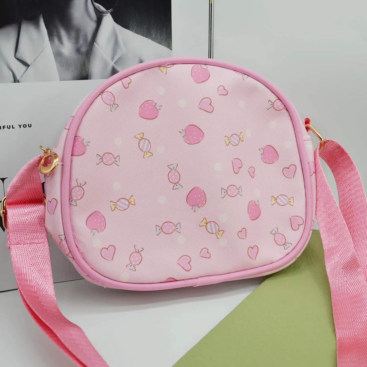 Cute Kitty Cat Crossbody Bag with Adjustable Shoulder Strap and Bracelet Charm Handbag Wallet Purse Shoulder Bag Coin Pouch