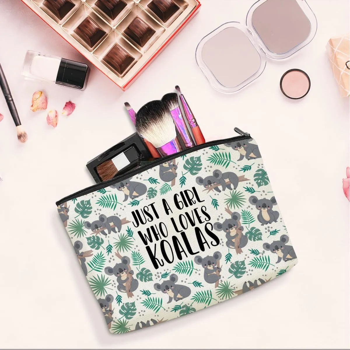 Cute Koala Makeup Bag Koala Gifts Funny Koala Lovers Gift Stuff Decor Travel Toiletry Bag for Women Best Friends Girls Animal Lovers Daughter Sister Coworker Camping Birthday Christmas Retirement