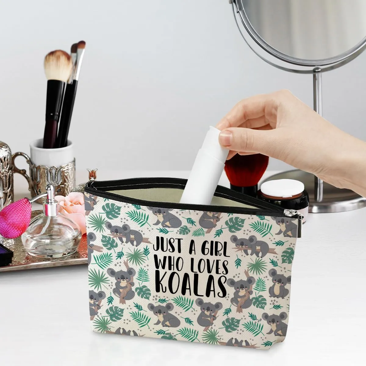Cute Koala Makeup Bag Koala Gifts Funny Koala Lovers Gift Stuff Decor Travel Toiletry Bag for Women Best Friends Girls Animal Lovers Daughter Sister Coworker Camping Birthday Christmas Retirement