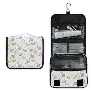 Cute Pink Swimming Axolotls Sea Plants Coral Reef on Light Pink Travel Cosmetic Bag, Hanging Toiletry Wash bag, Portable Makeup Organizer Brush Case, Storage Bag with Hook for Bathroom Toilet