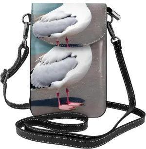 Cute Seagull Zippered Crossbody Bag, Women'S Shoulder Bag With Card Slot, &Removable Shoulder Strap, 7.6 X 4.9 In.